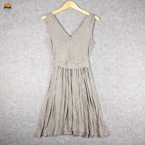 Ann Taylor Loft Fit & Flare Dress Gray Sleeveless V-Neck Belted Women's Size XS